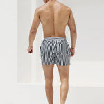 Men's Stripe Drawstring Swim Board Shorts