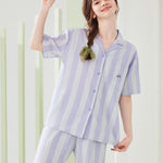 Ultra-Soft Cotton Thin Long-Sleeve Striped Lightweight Luxury Soft Pajama Sets