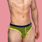 3 Pack Men's Low-Waist Sexy Big Mesh Breathable Transparent Sports Briefs