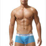 Men's Sexy Transparent Striped Trunks
