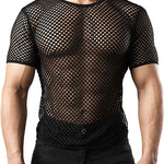 2 Pack Men's Breathable See-Through Hollow Design Loose-Fit Activewear Tops & Shorts