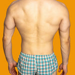 2 Pack Men's Button Fly Plaid Print Comfort Breathable Trunks