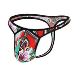 3 Pack Men's Low-Rise Breathable Ice Silk Print Sexy U-Pouch Thongs