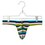 3 Pack Men's Low Rise Breathable Rainbow Sports Striped Thongs