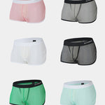 2 Pack Men's Mesh Breathable Solid Color Low-Rise Quick-Dry Fabric Boxers