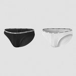 2 Pack Men's Low-Rise Sporty Ice-Silk Bikini with Mesh Front and U-Contour Pouch