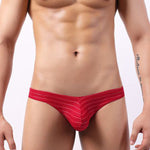 4 Pack Men's U-Pouch Striped Low-Rise Breathable & Sexy Briefs