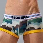 Men's Stylish Printed Trunks with Paisley and Camouflage Design