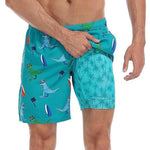 Men's Quick-Dry Digital Print Double-Layer Board Shorts