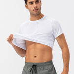 Men's Comfortable Round Collar Breathable Fitness Short Sleeve
