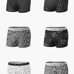 4 Pack Men's Ice Silk Printed Comfy Waistband Stretch Fit Trunks