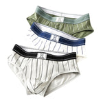 4 Pack Men's Striped Design Soft-Touch Cotton Fabric Breathable Briefs