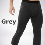 2-pack Men's Large Size High Elastic U-shaped Convex Pocket Warm Cropped Trousers
