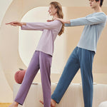 Comfortable Modal Cotton Long Sleeve Couple Pajama Set