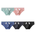 3 Pack Men's Low-Rise Ice Silk High-Stretch U-Convex Large Pouch Briefs