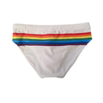 Men's Colorful Striped Stretch Fit Comfy Waistband Swim Briefs
