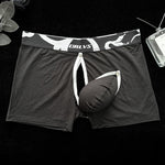 Men's Detachable Pouch Easy-Access Open Fly Modal Split-Crotch Boxers Briefs