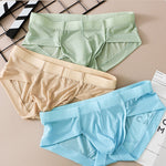 3 Pack Men's Skin-Friendly Solid Color Supportive Pouch Stretch Fit Cooling Briefs