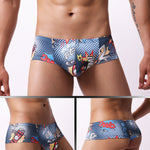 4 Pack Men's Breathable & Quick-Dry Printed U-Pouch Mesh T-Back Trunks