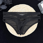 2 Pack Men's Sheer Ultra-Thin Silky Bikini with Cross Waistband