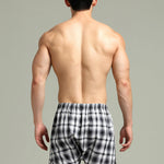 2 Pack Men's Cotton Plaid Boxers with Side Opening and Relaxed Elastic Waistband