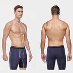 2 Pack Men's Long High Waist Cotton Sports Anti-friction Leg Boxer Briefs