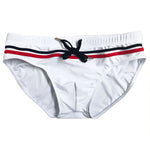 Sports Men's Striped Drawstring Swim Briefs