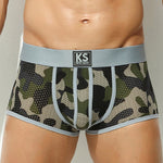 2 Pack Men's Sexy Mesh Camouflage Quick-Dry Large Pouch Low-Rise Trunks