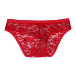 2 Pack Men's Low-Rise Lace-Patched Leopard Print sheer Stretch U-Pouch Bikini