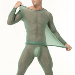 Men's Ultra-Thin Ice Silk Sheer Sensual Seamless Activewear Tops & Tights