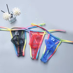 3-pack Men's Sexy Rainbow Transparent Convex Pouch Breathable Thong
