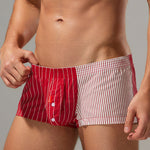 2 Pack Men's Fashionable Cotton Lounge Shorts with Stripe Patchwork