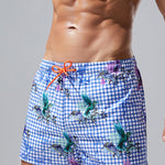 Men's Plaid Patterned Lightweight & Airy Sporty Cut Board Shorts