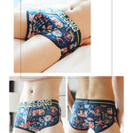 3 Pack Men's Breathable Cotton Mid-Rise with Stylish Print Skin-Friendly Trunks