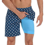 Men's Quick-Dry Digital Print Double-Layer Board Shorts
