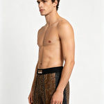 3 Pack Men's Patchwork Leopard Print Cooling Ice Silk Home Shorts