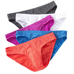 4 Pack Men's Sexy Solid Color Low-Rise Stretch Fit Breathable Briefs