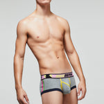 2 Pack Men's Cotton Sport Trunks with U-Pouch & Color-Block Design
