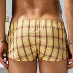 2 Pack Men's Cotton Plaid Boxers with 3D U-Pouch and Button Fly
