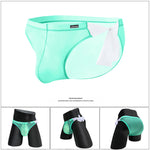 Men's Sexy Translucent Lace-up Briefs with Unfastened U-shaped Large Pouch