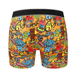 4 Pack Men's Graffiti Cartoon Print Skin-Friendly Mid-Rise Boxer Briefs
