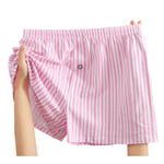 3 Pack Men's Cotton Breathable Striped Button Fly Loose Fit Home Shorts