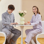 Woven Yarn-dyed Checkerboard Couple Cotton Comfortable Pajama Sets