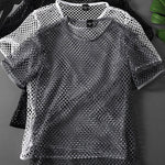 Men's Fishnet Hollow Out Breathable High Elastic Activewear Tops
