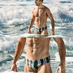 Men Casual Stripe Quick Drying Swim Briefs