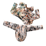 3 Pack Men's Ice-Silk Leopard Mesh Thong with Double-Lined Crotch