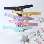 3 Pack Men's Low Waist Transparent Sexy Large Pouch Ice Silk Thong