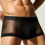 2 Pack Men's Stay-Put Fit Lightweight & Airy Solid Color Semi-Transparent Trunks