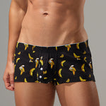 2 Pack Men's Low-Rise Cotton Boxer Shorts with Playful Print