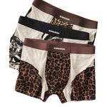 3 Pack Men's Breathable & Soft Ice Silk Leopard Quick-Dry Trunks